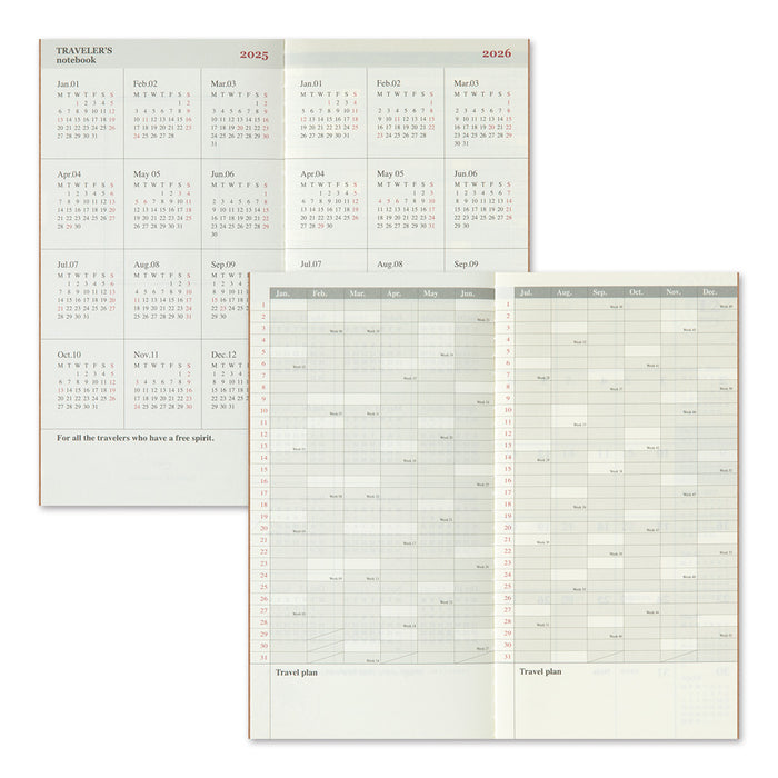 Traveler's Company 2025 - Monthly Diary Refill (Passport)