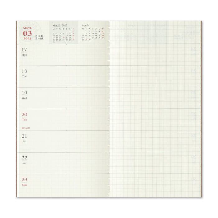 Traveler's Company 2025 Weekly + Memo Refill (Regular) - Loppuvuosi