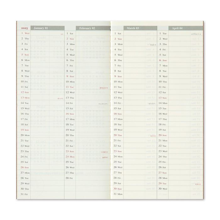 Traveler's Company 2025 - Weekly Vertical Refill (Regular) - Second half