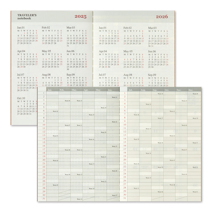 Traveler's Company 2025 - Monthly Diary Refill (Passport)