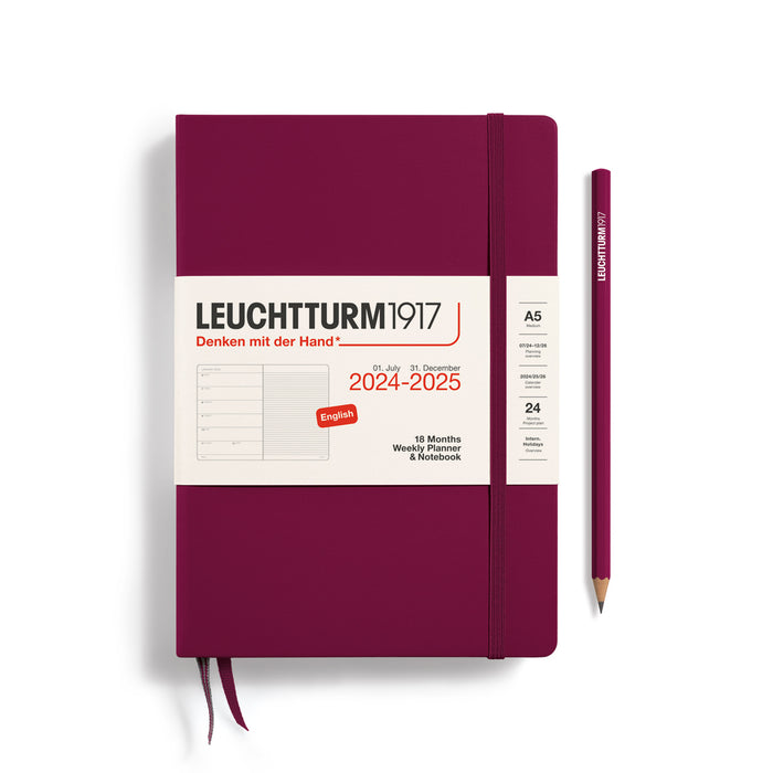 Leuchtturm1917 Weekly Planner & Notebook Medium (A5) 2024-25, 18 months - Urban Kit Supply